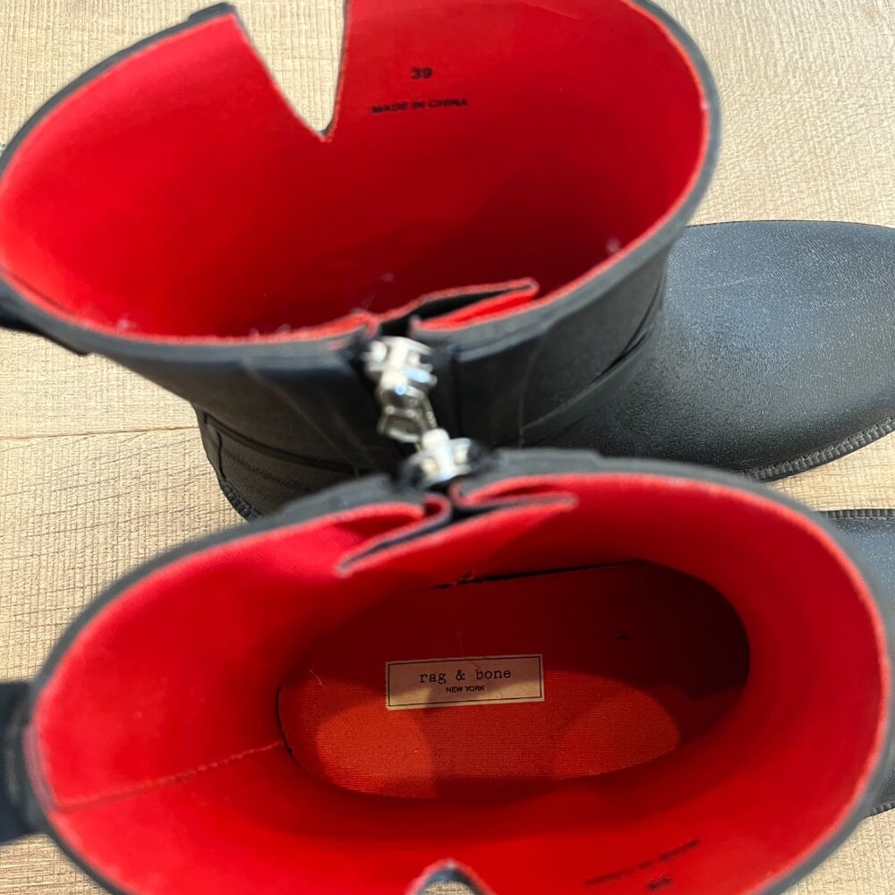 Rag and Bone Black Moto Rain Boots 39 / 8.5 - Picture 11 of 12